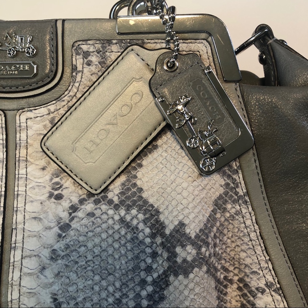 Coach Gray Embossed Python Bag - Picture 7 of 14